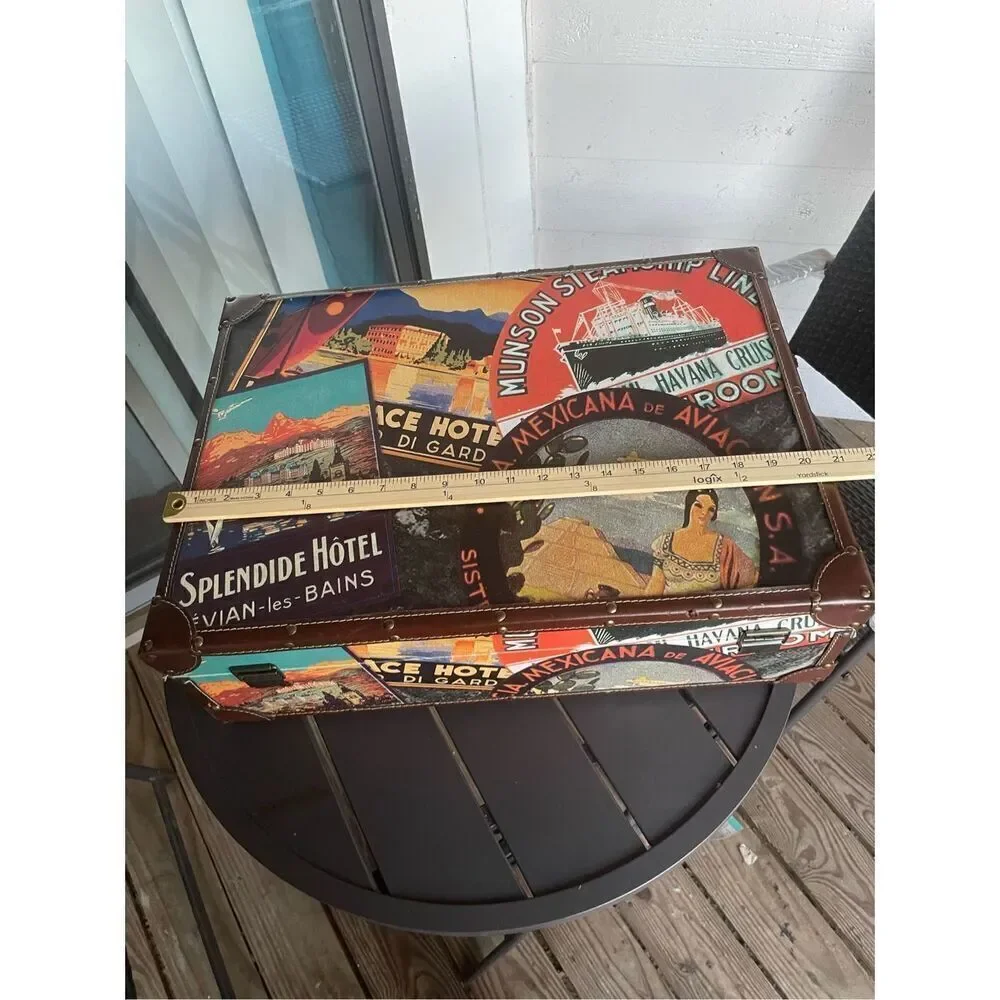 Vintage Caribbean Hotel Mexican Motif Hard Shell Suitcase/ Party Decor/ Theme